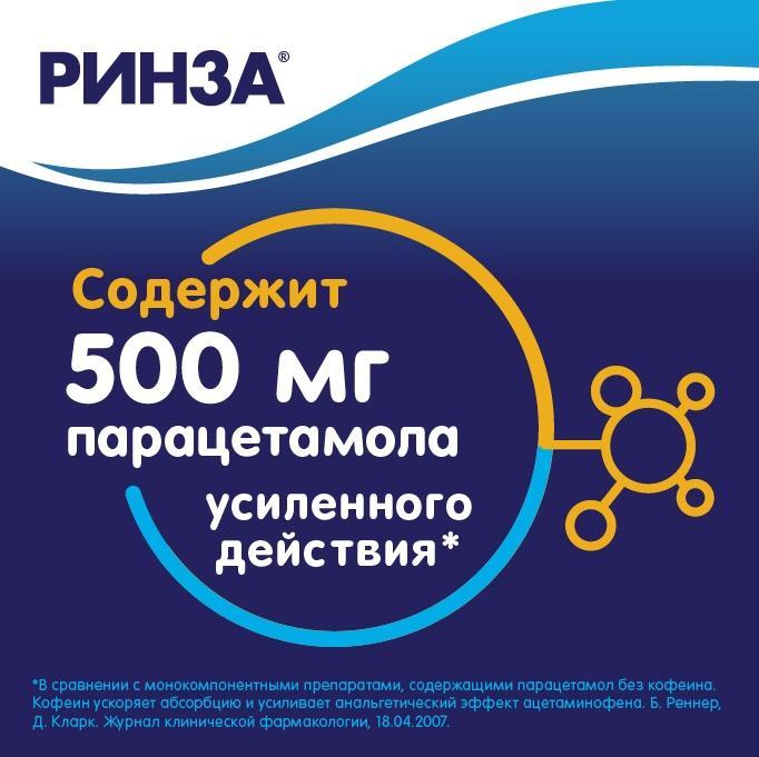 Упаковка препарата Ринза, таблетки, 4 шт.