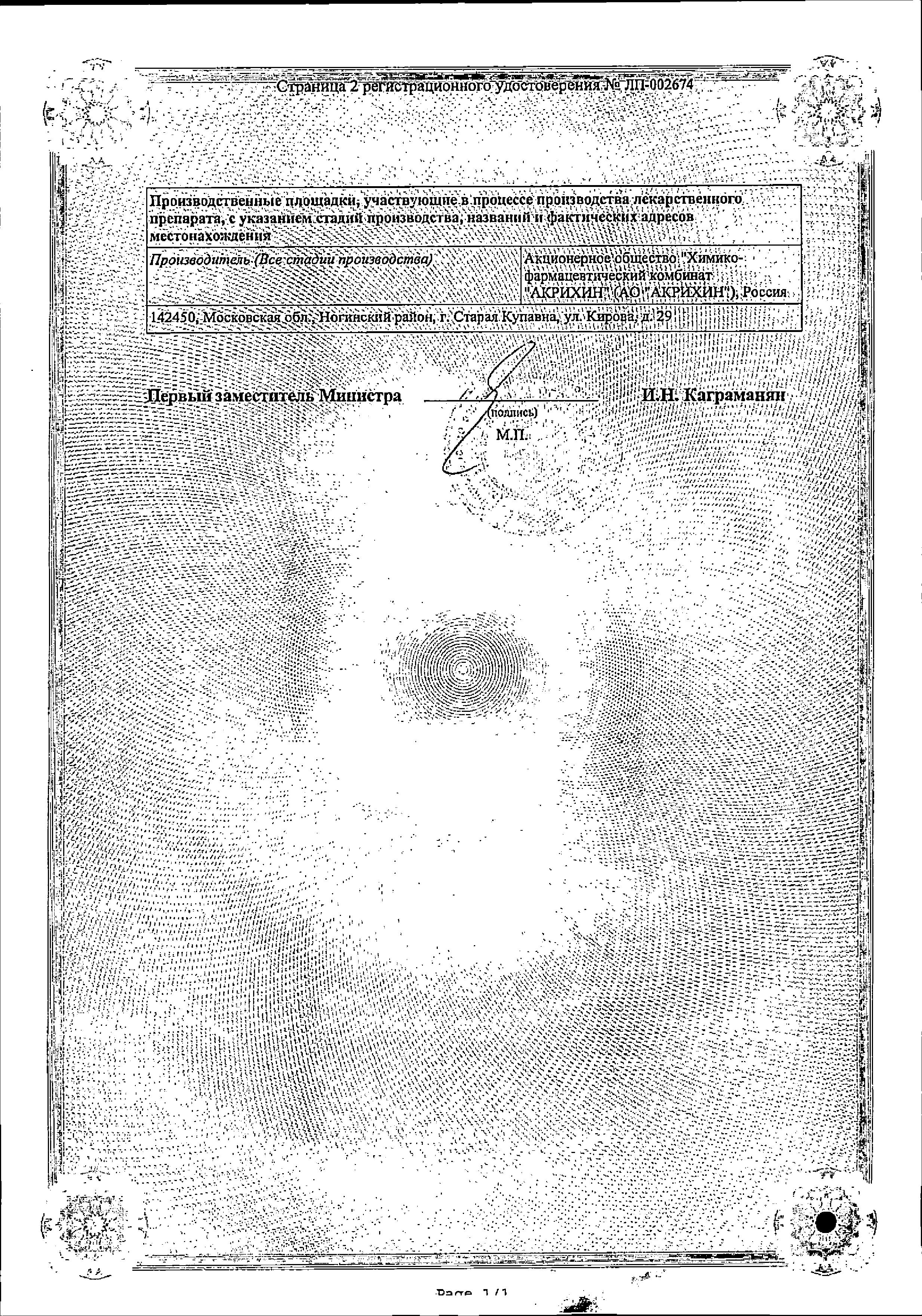 Сертификат на Метформин Пролонг