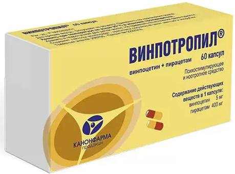 Винпотропил, капсулы 5 мг+400 мг, 60 шт. 