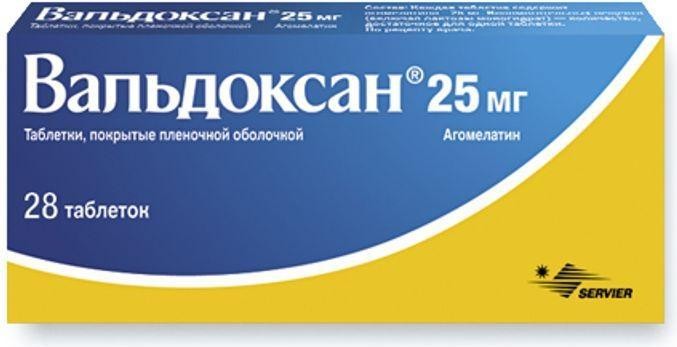 Вальдоксан, таблетки покрытые пленочной оболочкой 25 мг, 28 шт. 