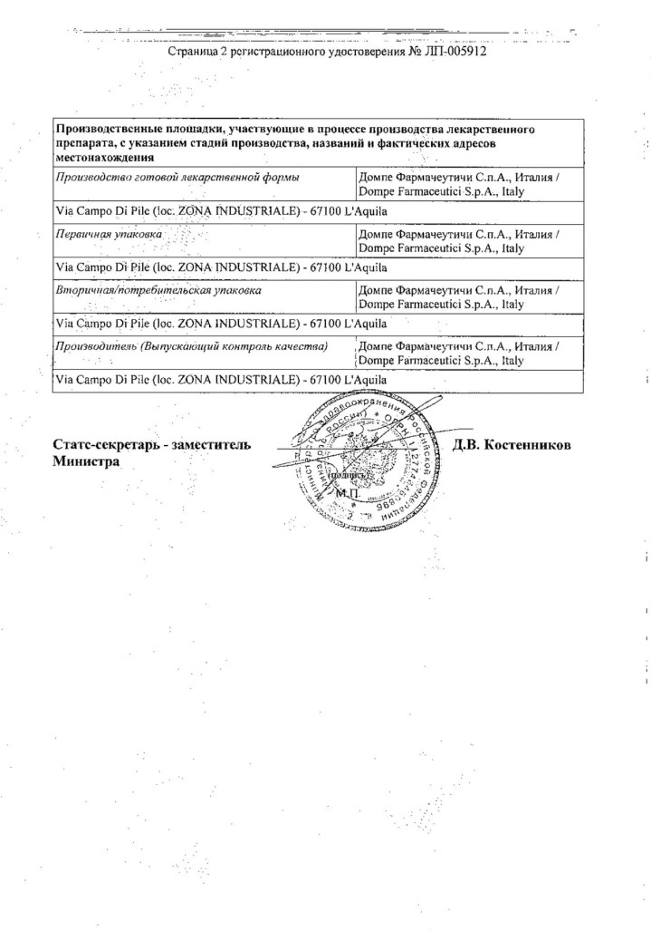 Сертификат на Левопронт