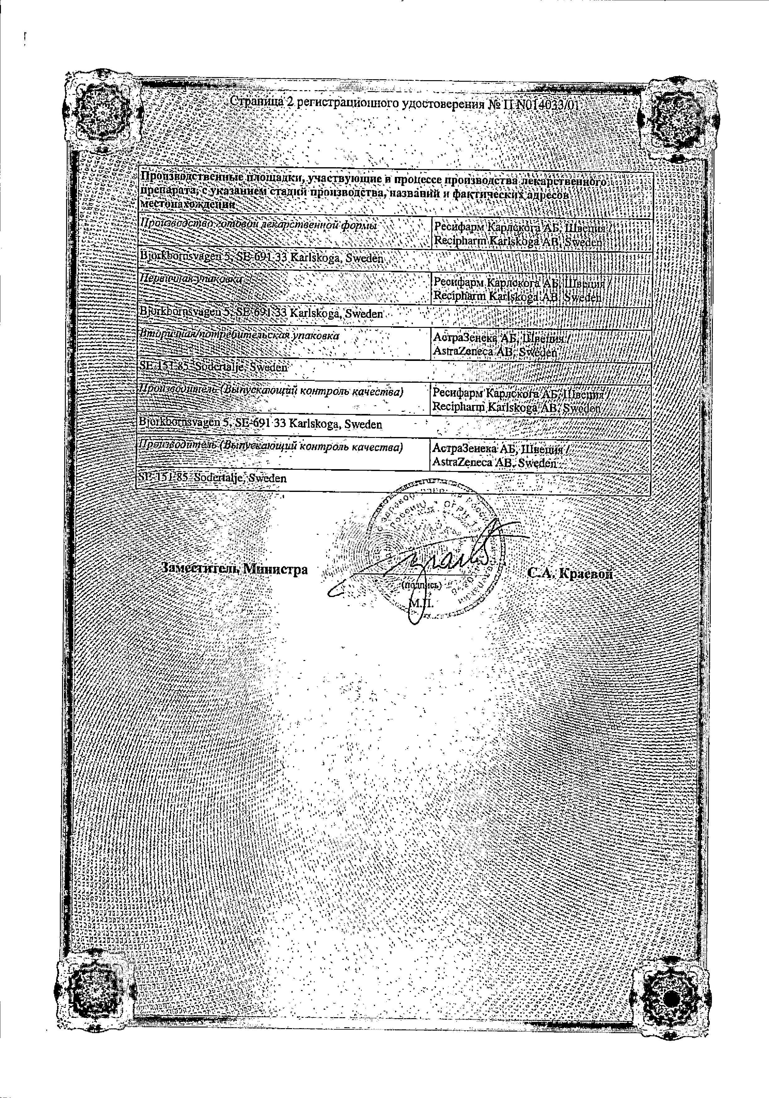 Сертификат на Эмла