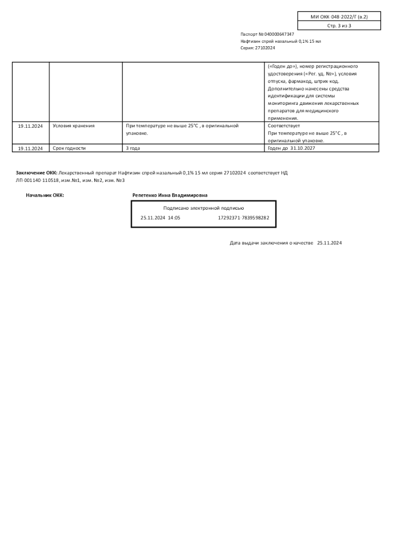 Сертификат на Нафтизин