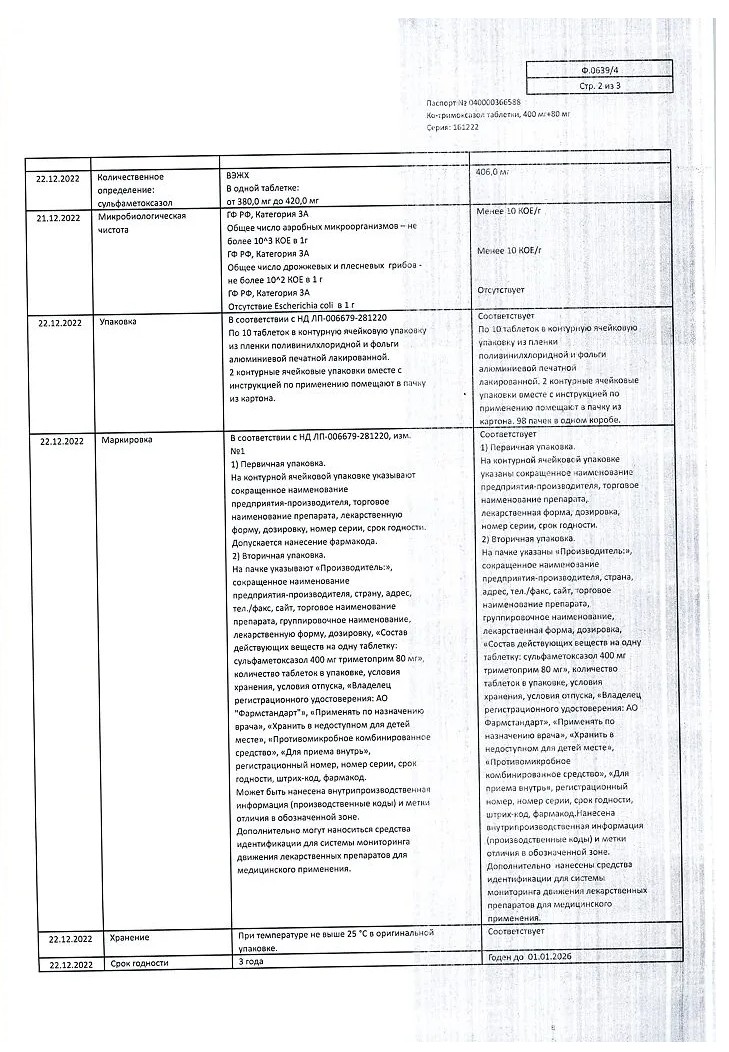 Сертификат на Ко-тримоксазол