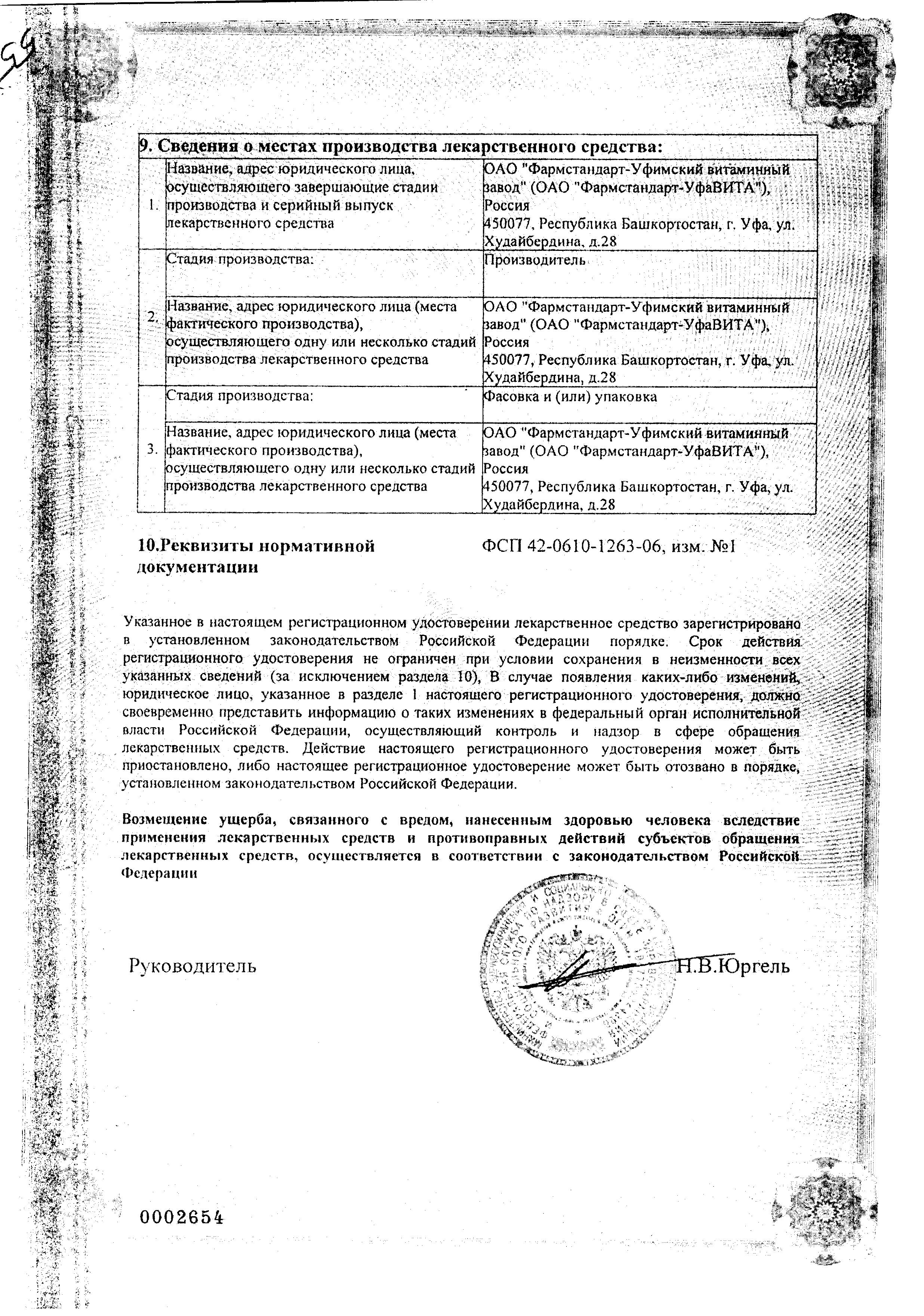 Сертификат на Ундевит