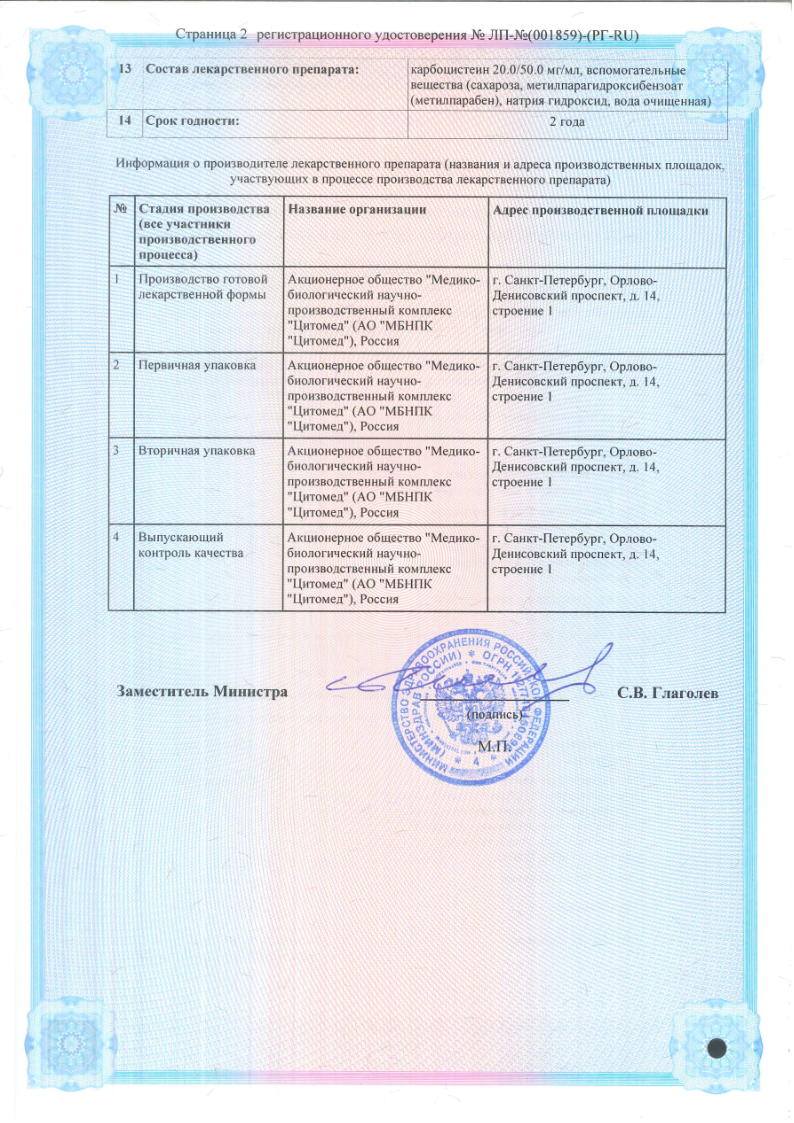 Сертификат на Цитобронхо