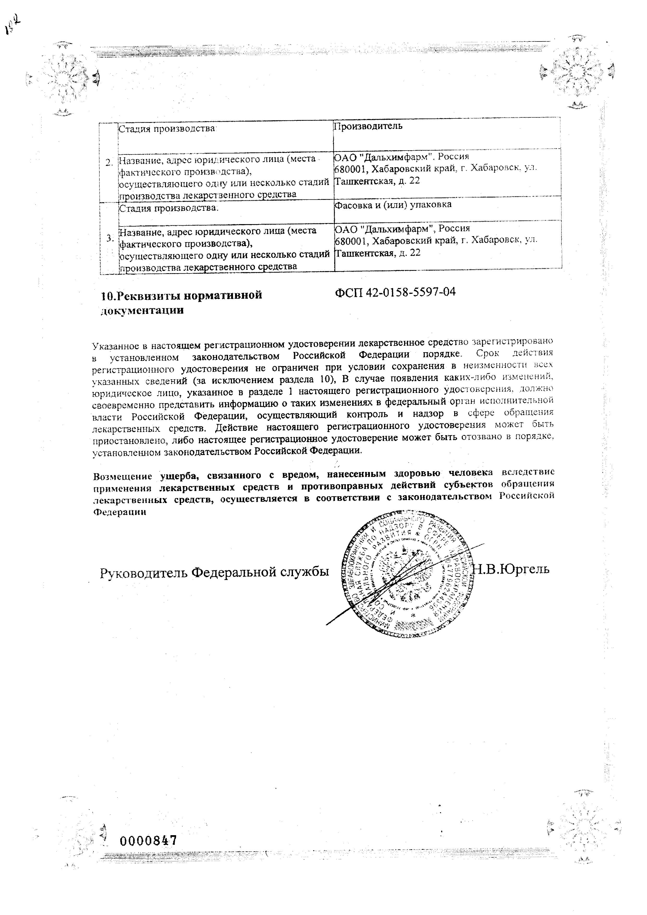 Сертификат на Фуросемид