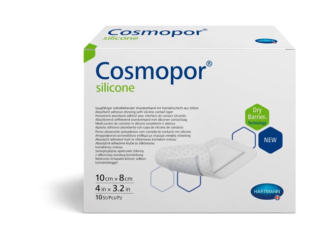 Hartmann Cosmopor Silicone, повязка сорбционная (с контактн. слоем из силикона) 10 х 8 см, 10 шт.