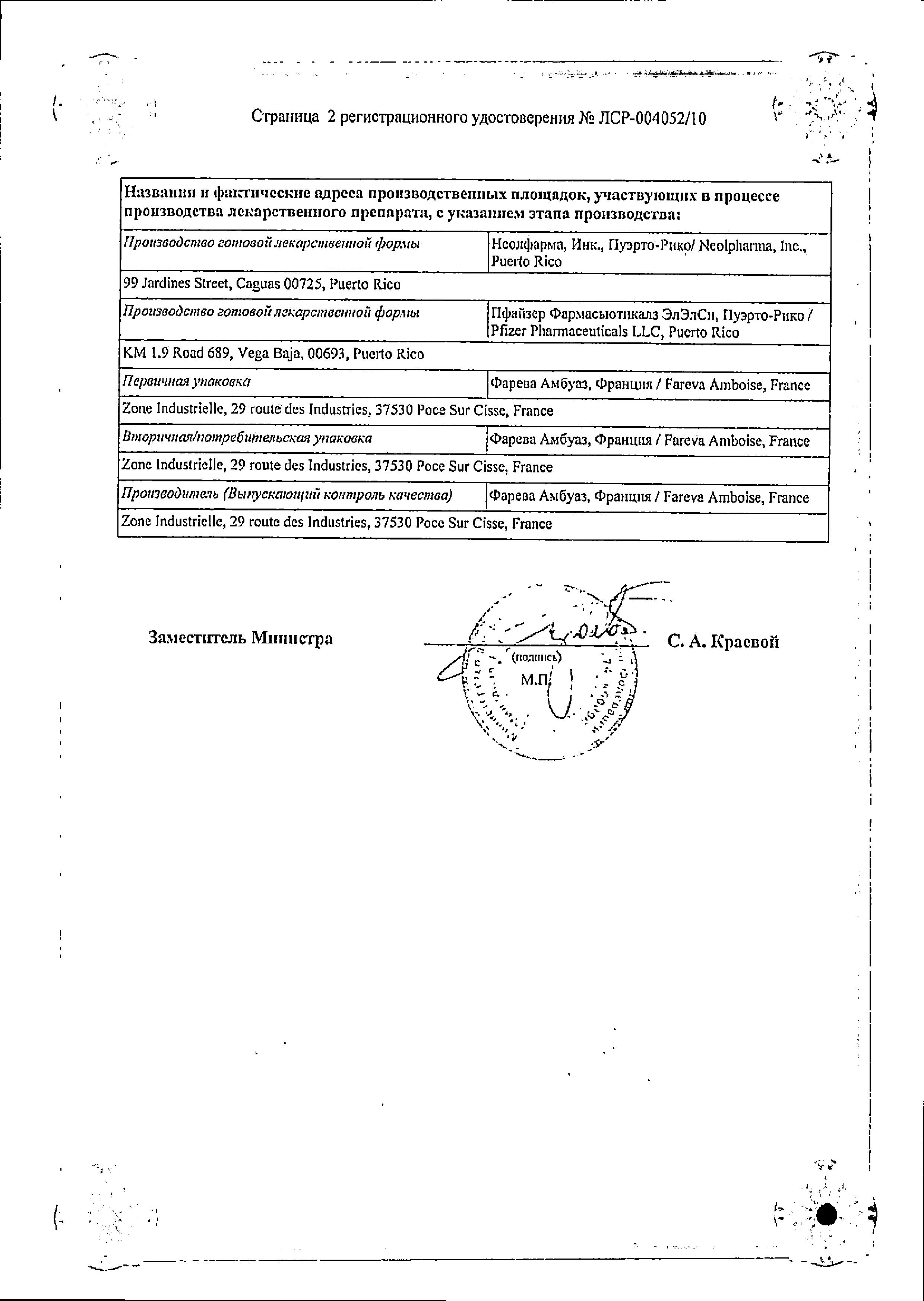 Сертификат на Инспра
