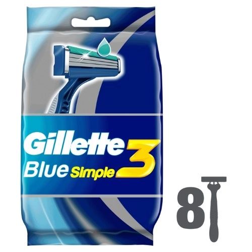 Gillette Blue Simple3, бритва безопасная одноразовая, 8 шт.