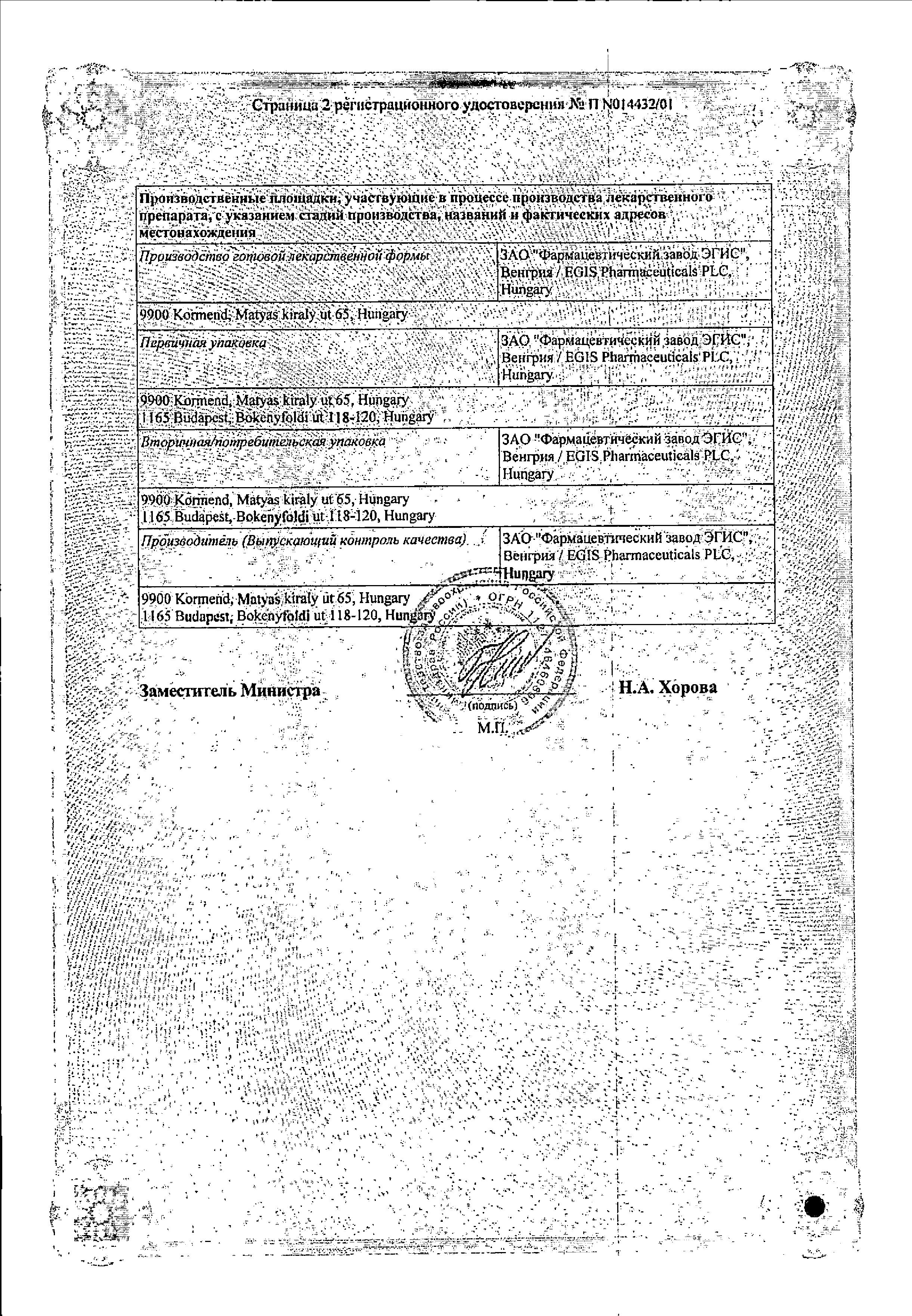 Сертификат на Клостилбегит