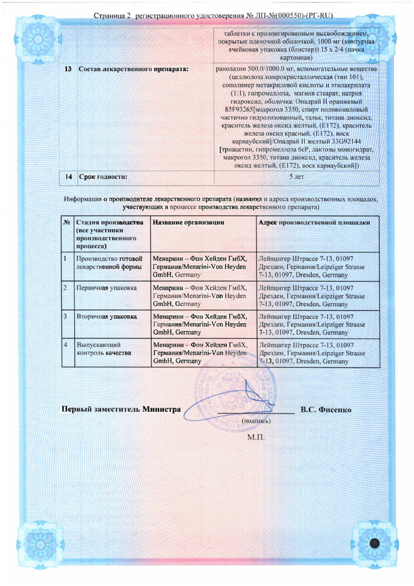 Сертификат на Ранекса