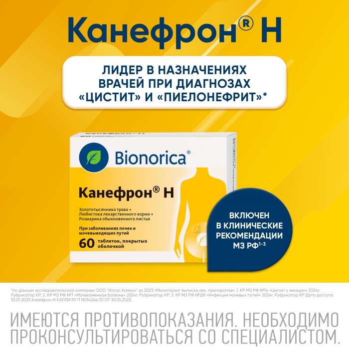 Упаковка препарата Канефрон Н, таблетки покрыт. плен. об., 60 шт.