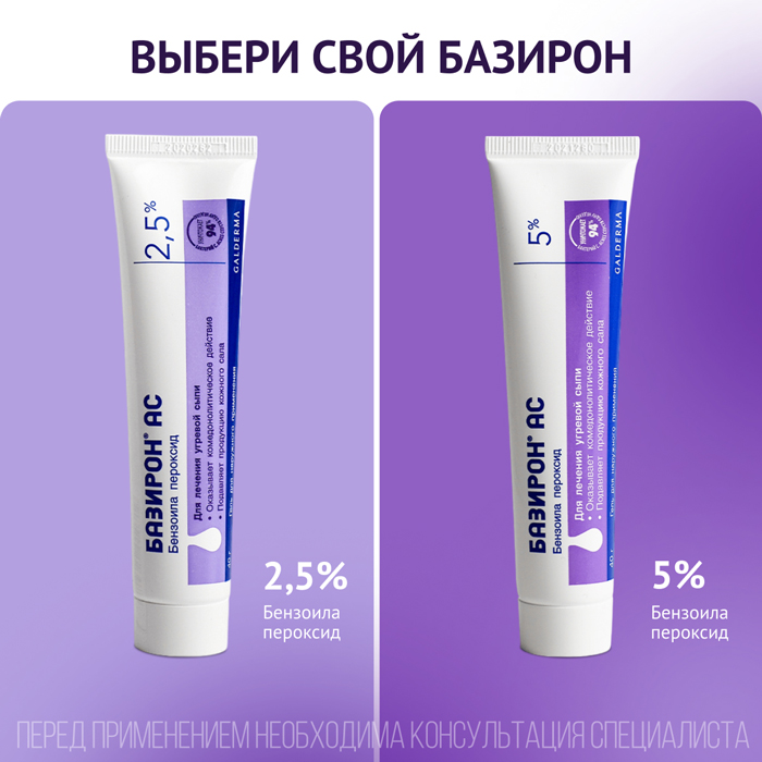 Упаковка препарата Базирон АС, гель 5%, 40 г