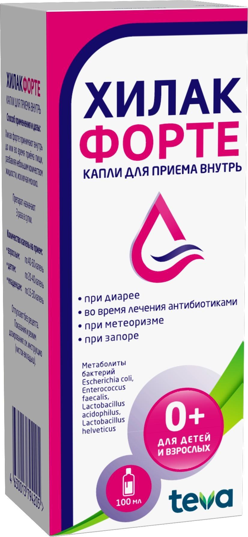 Упаковка препарата Хилак форте, капли, 100 мл