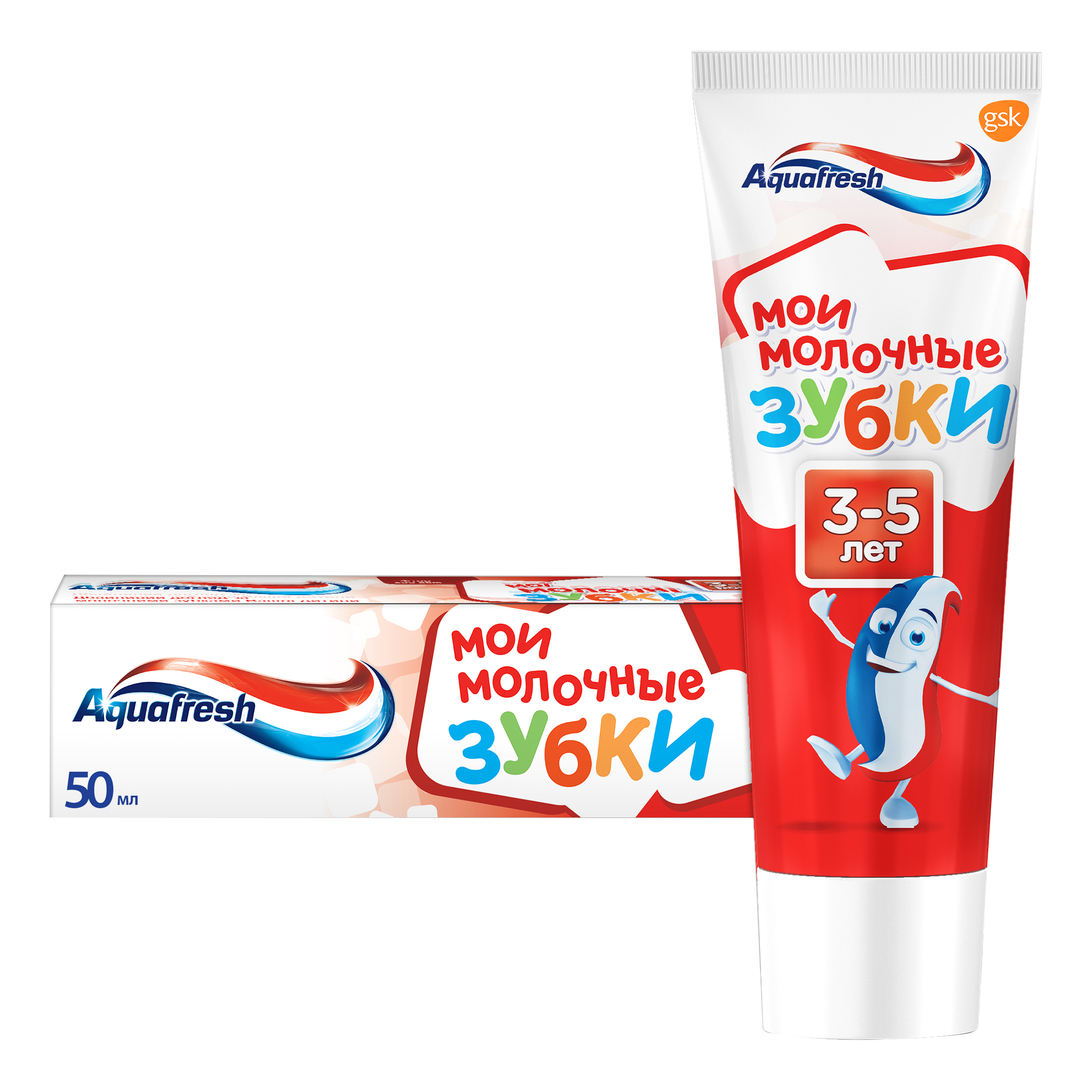 Зубная паста детская Aquafresh Мои молочные зубки от 3 до 5 лет с фтором для защиты от кариеса50 мл 157₽