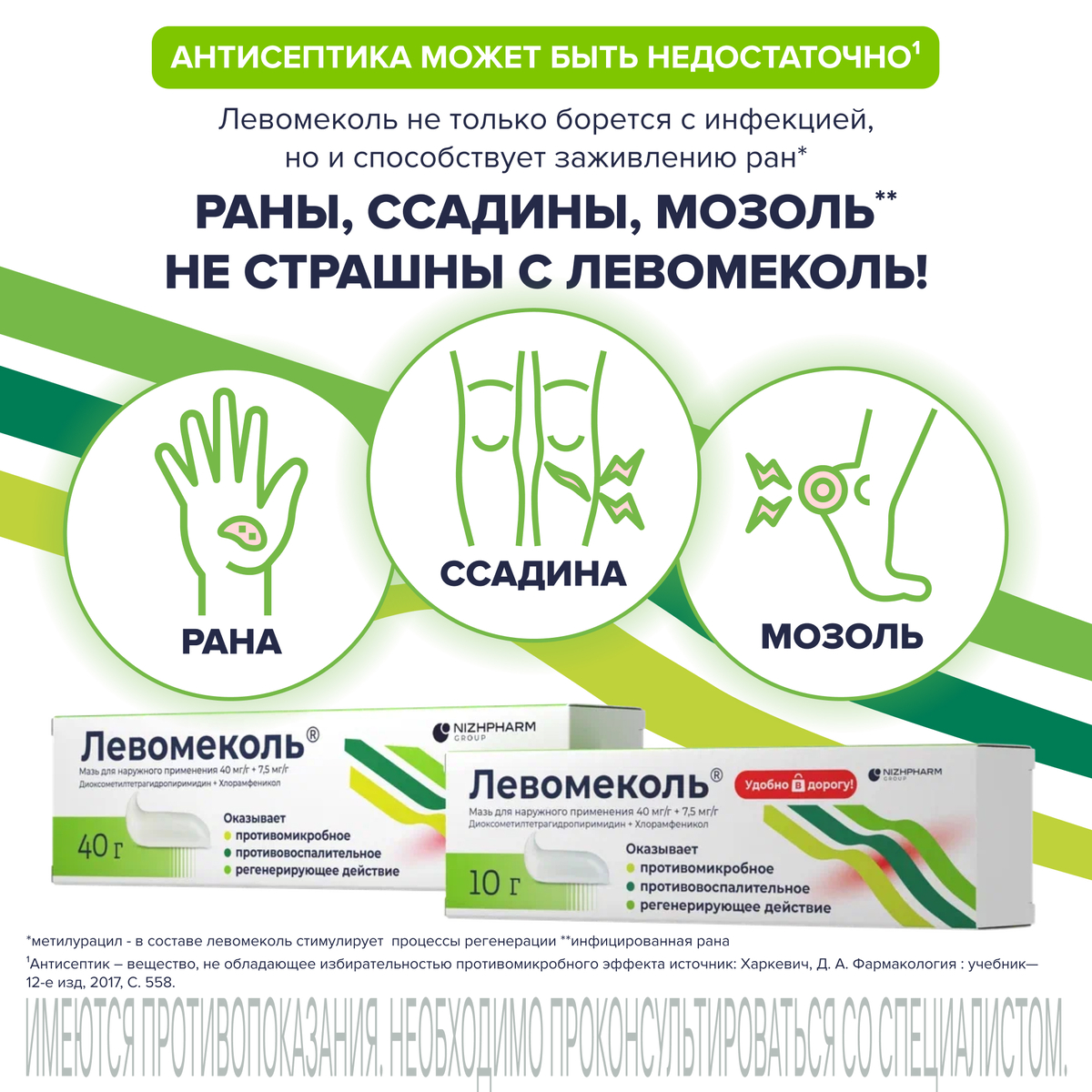 Упаковка препарата Левомеколь, мазь 10 г