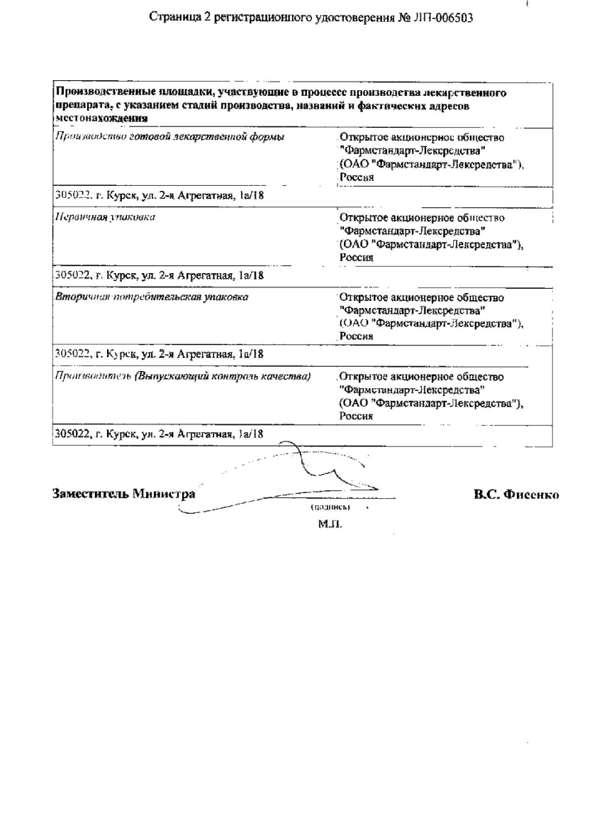 Сертификат на Пикамилон