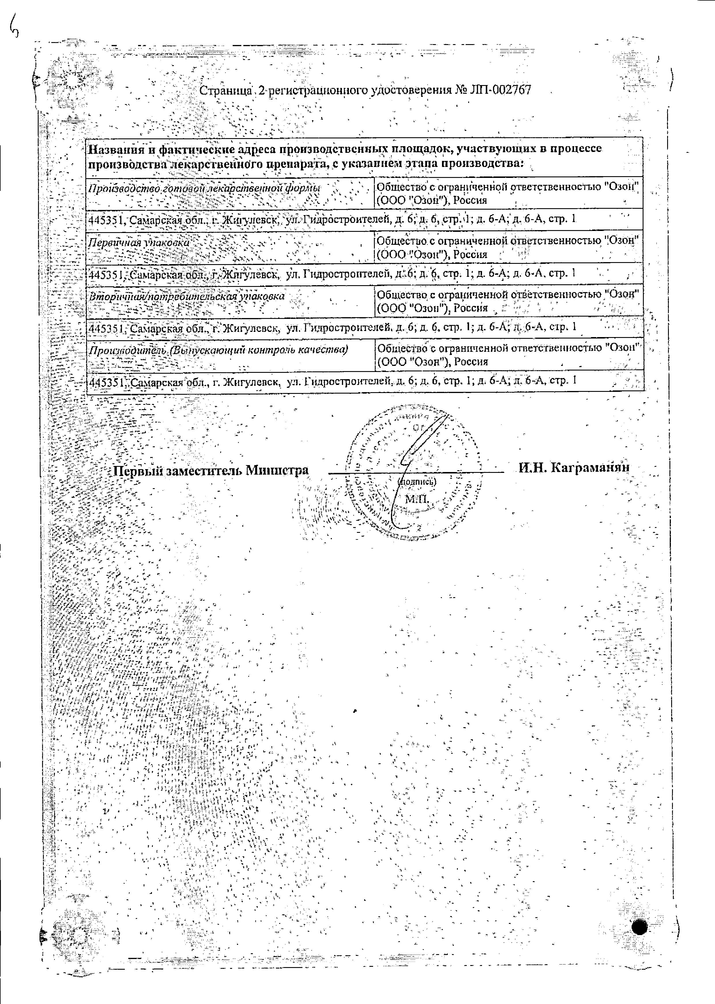 Сертификат на Гидрохлоротиазид