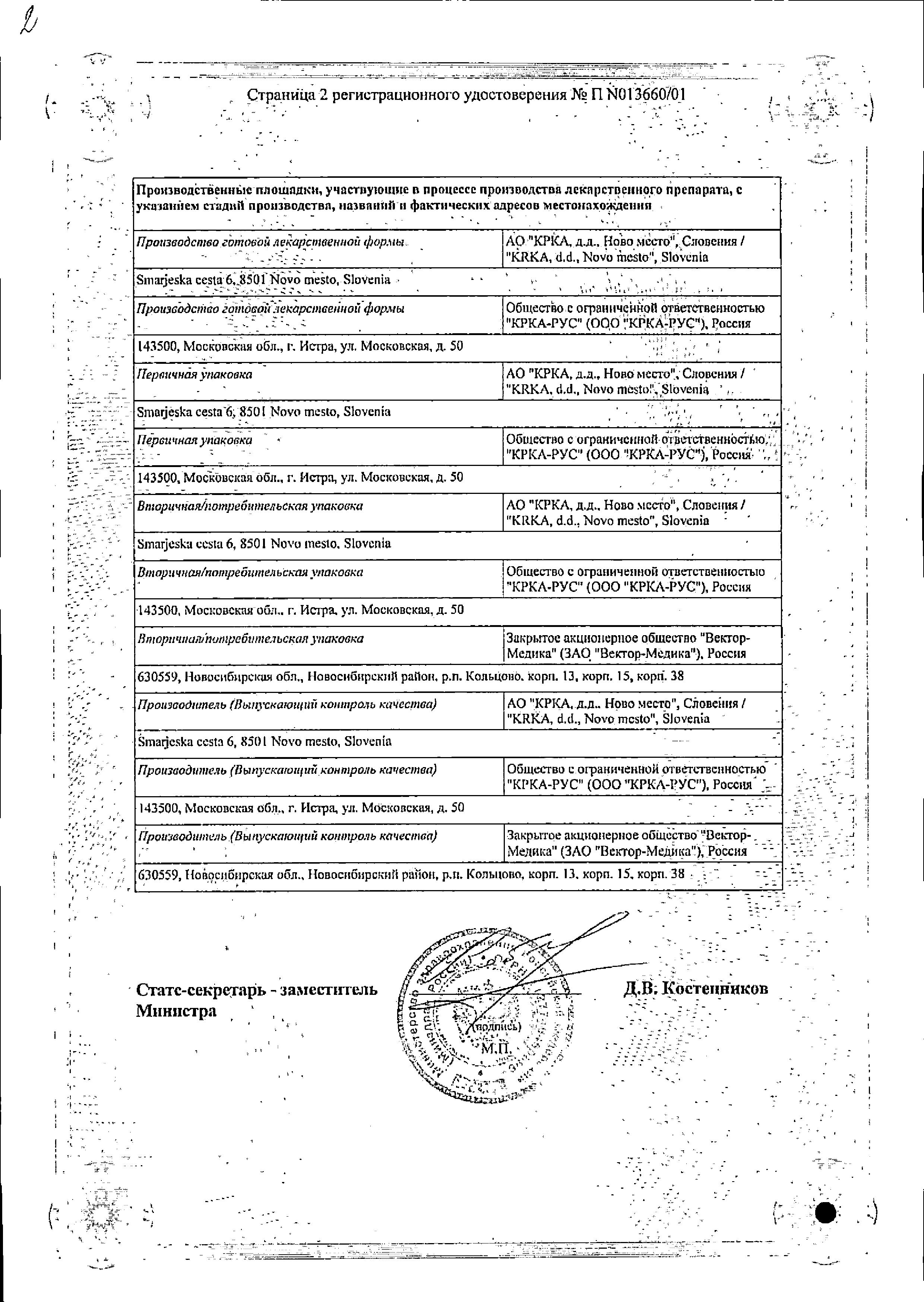 Сертификат на Нолицин