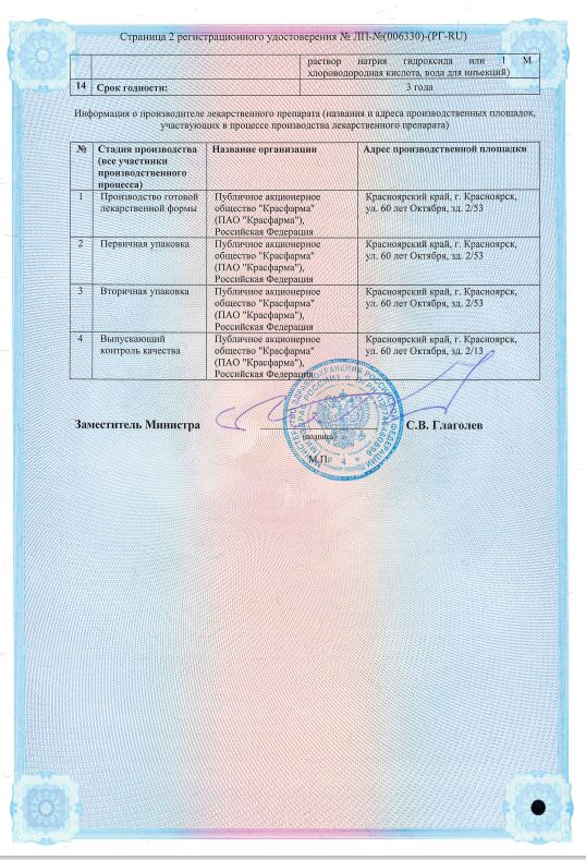 Сертификат на Ропивакаин