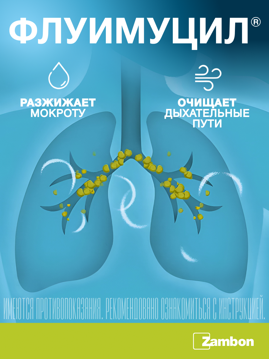 Упаковка препарата Флуимуцил, таблетки шипучие 600 мг, 20 шт.