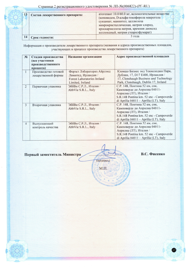 Сертификат на Кьюлипта