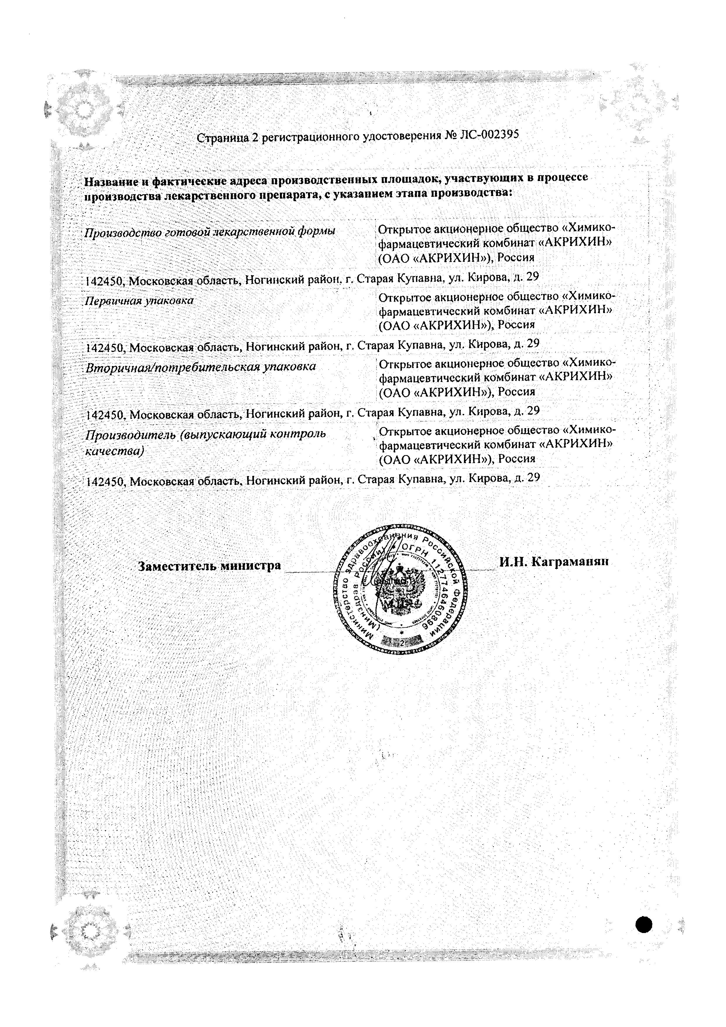 Сертификат на Диклофенак