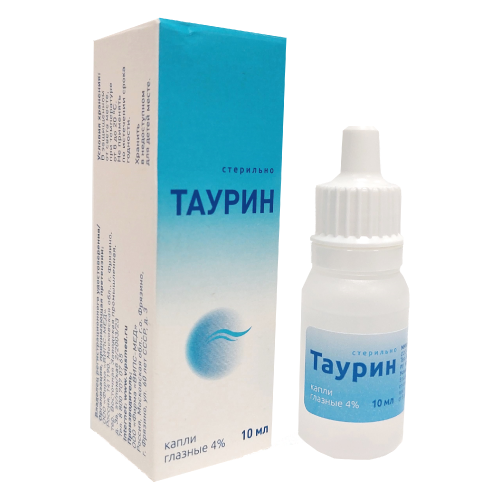 Упаковка препарата Таурин, капли глазные 4%, флакон 10 мл