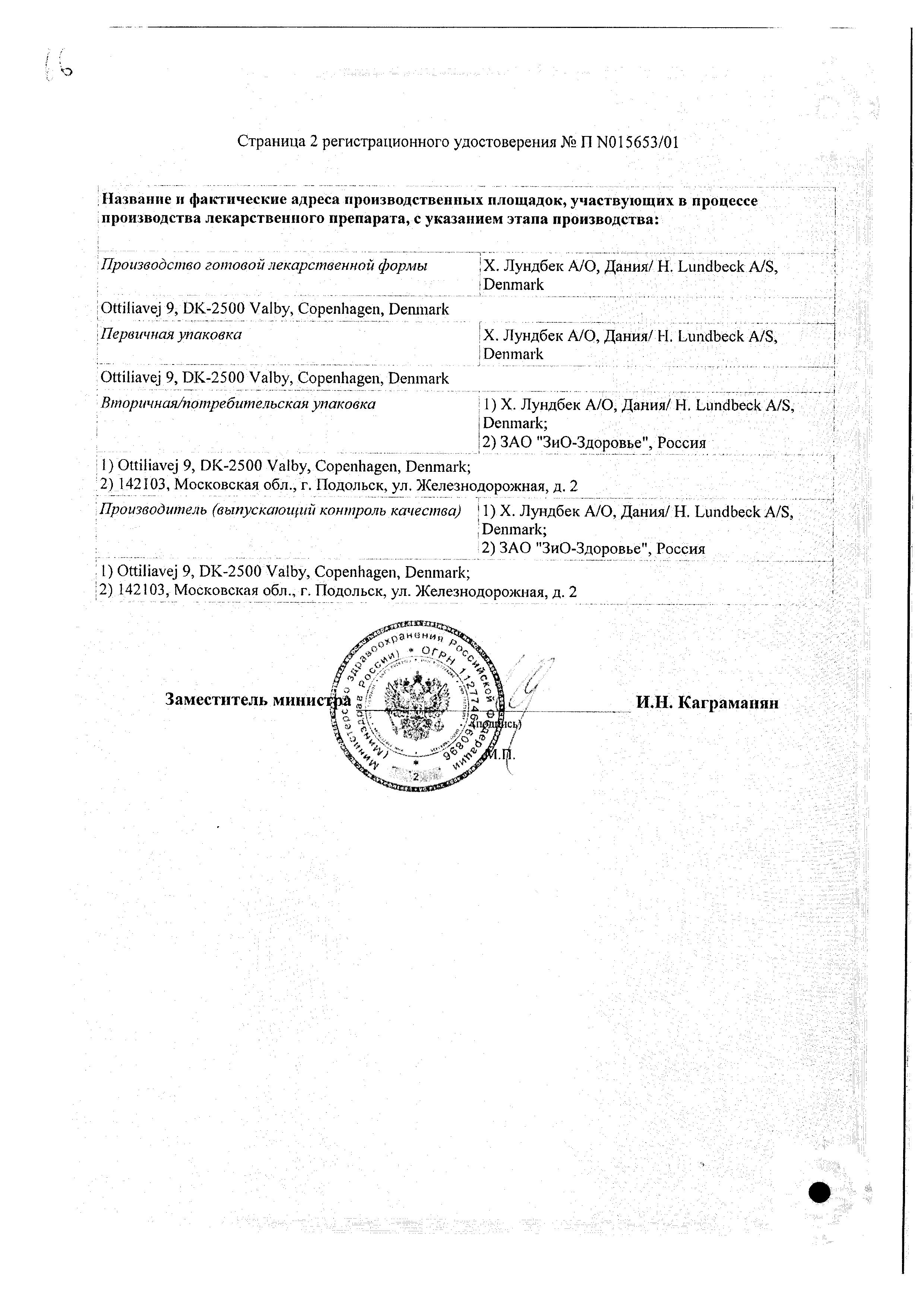 Сертификат на Ципралекс