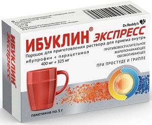 Ибуклин Экспресс, порошок 400 мг +325 мг, пакетики 5 г, 9 шт. купить по цене 374 руб. в Москве, инструкция, отзывы в интернет-аптеке Polza.ru