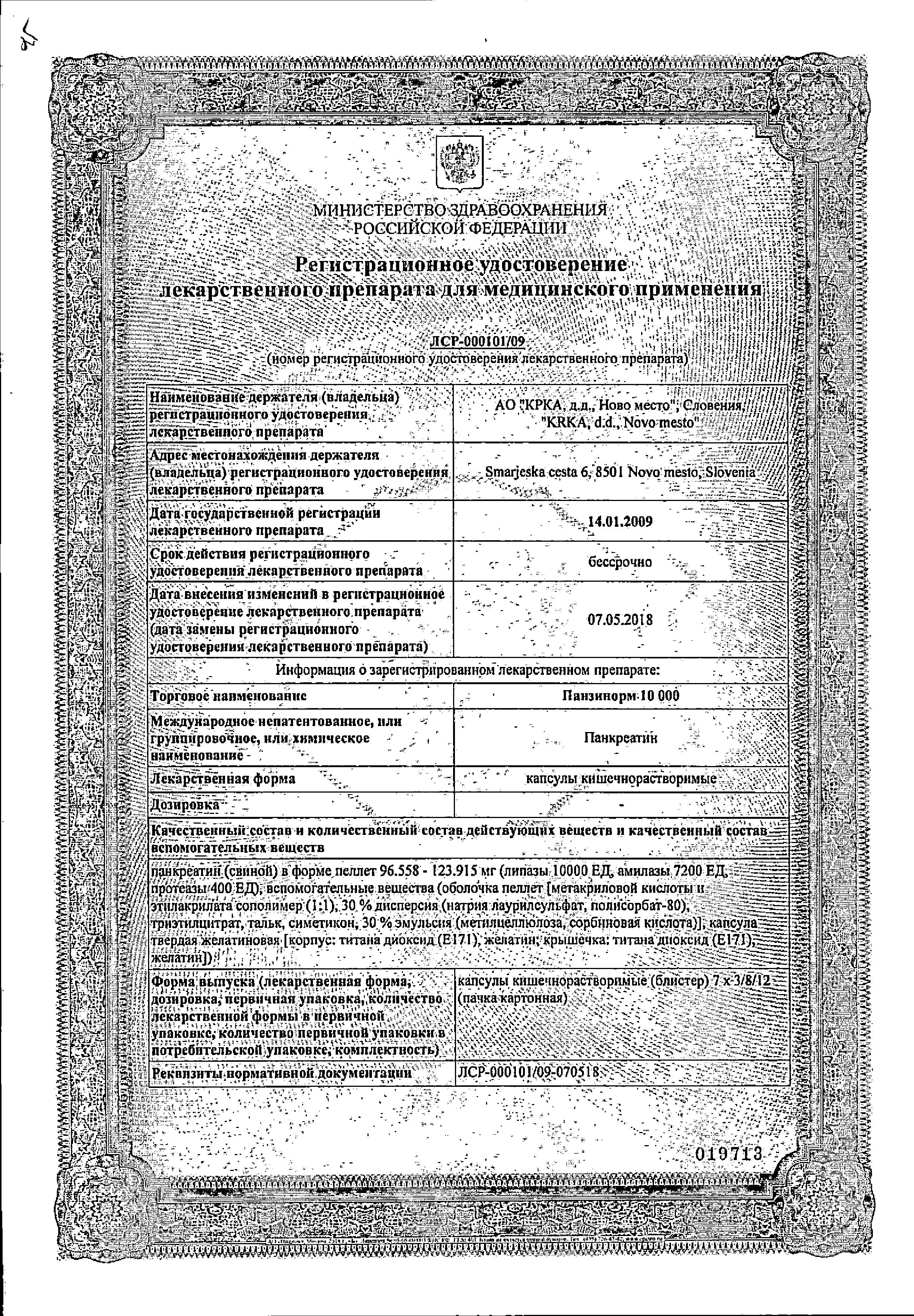 Сертификат на Панзинорм