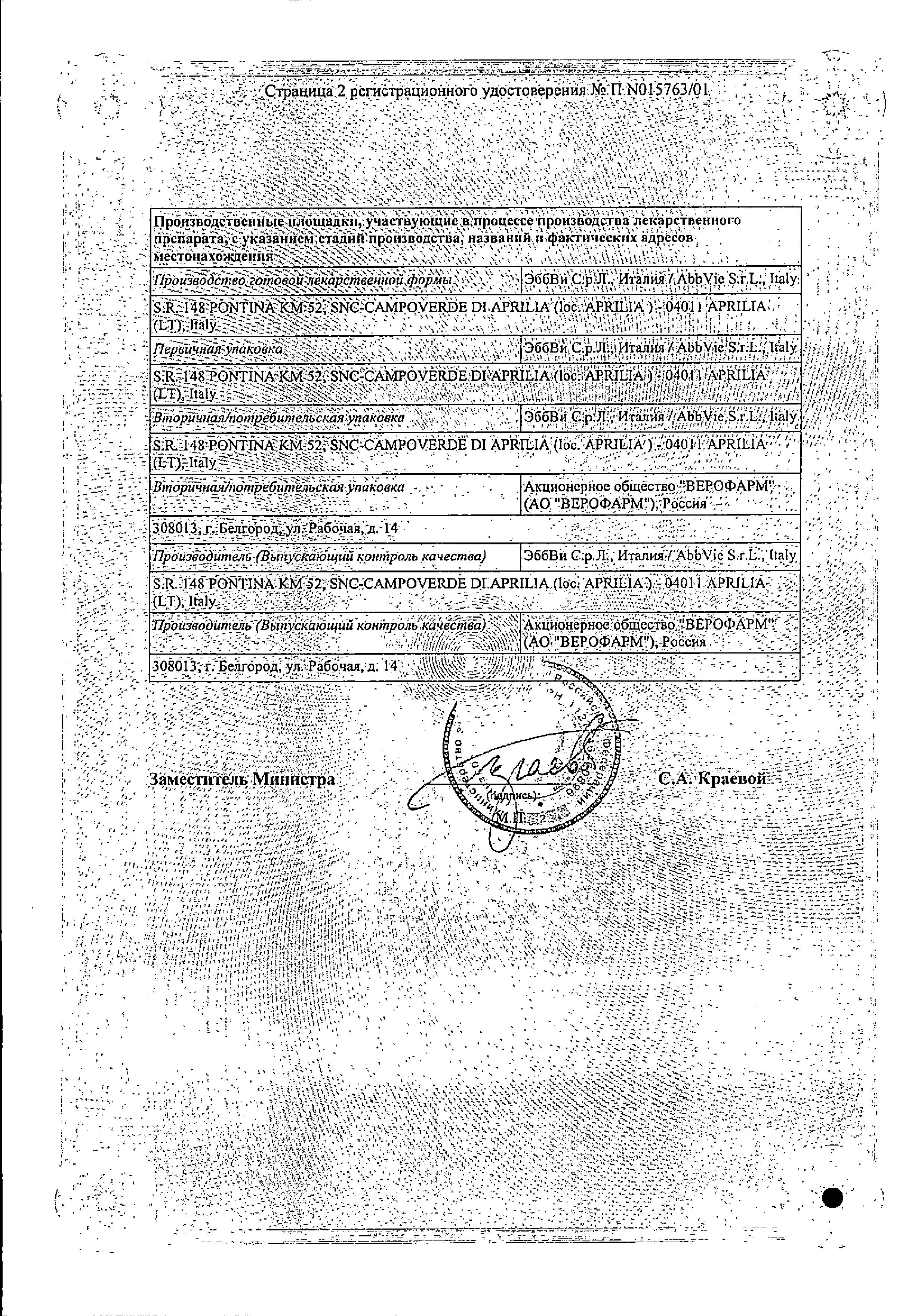 Сертификат на Клацид