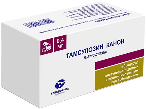 Тамсулозин Канон, капсулы кишечнорастворимые с пролонгированным высвобождением 0.4 мг, 90 шт. 