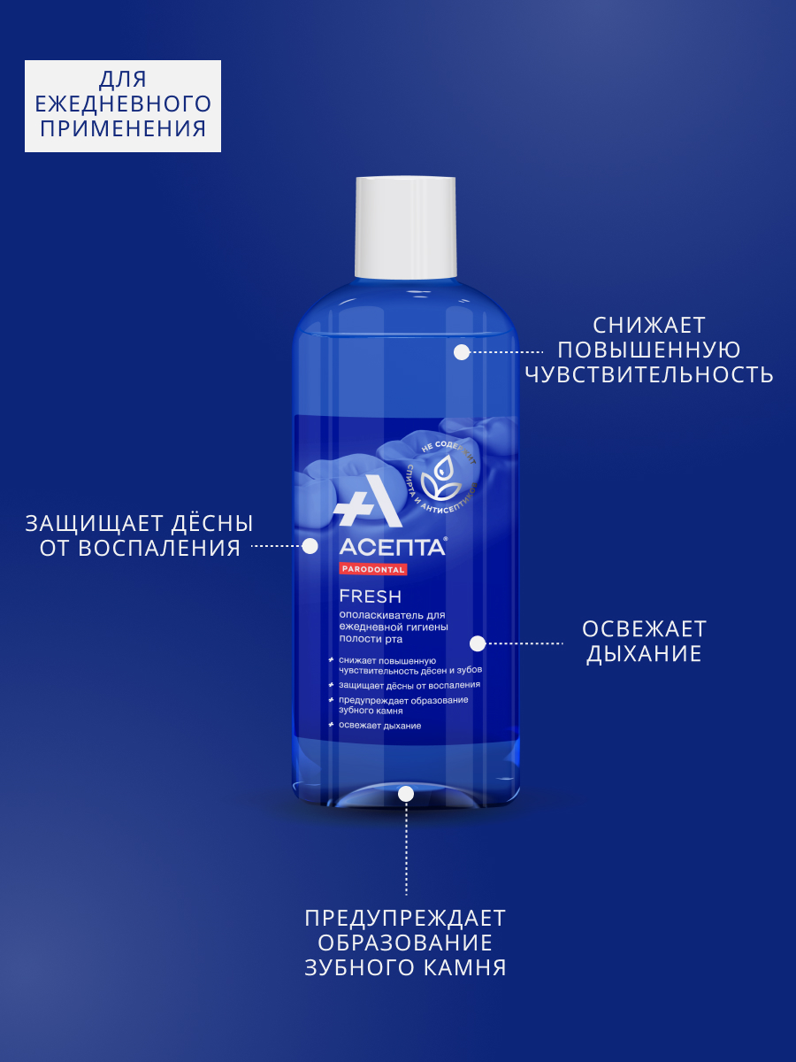 Асепта Фреш, ополаскиватель для полости рта 250 мл, 1 шт.