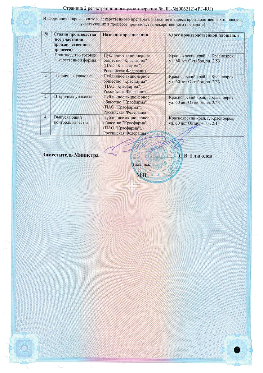 Сертификат на Моксифлоксацин