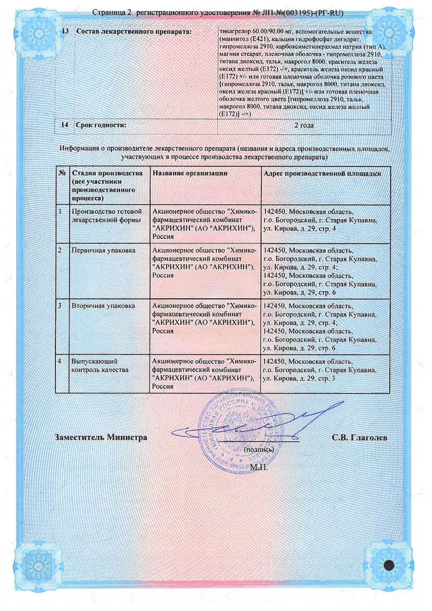 Сертификат на Грелорта