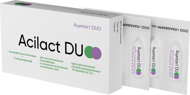 Ацилакт DUO, крем для интимной гигиены 1,2 г, 10 шт. 