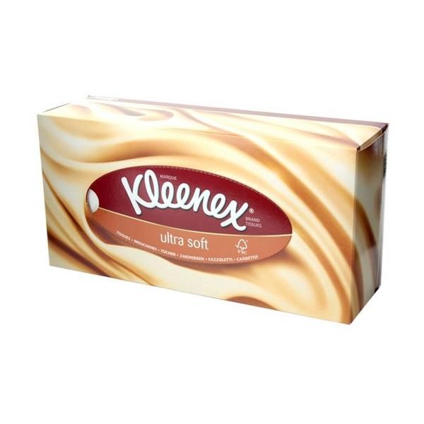 Kleenex Ultrasoft, салфетки бумажные в коробке, 56 шт.