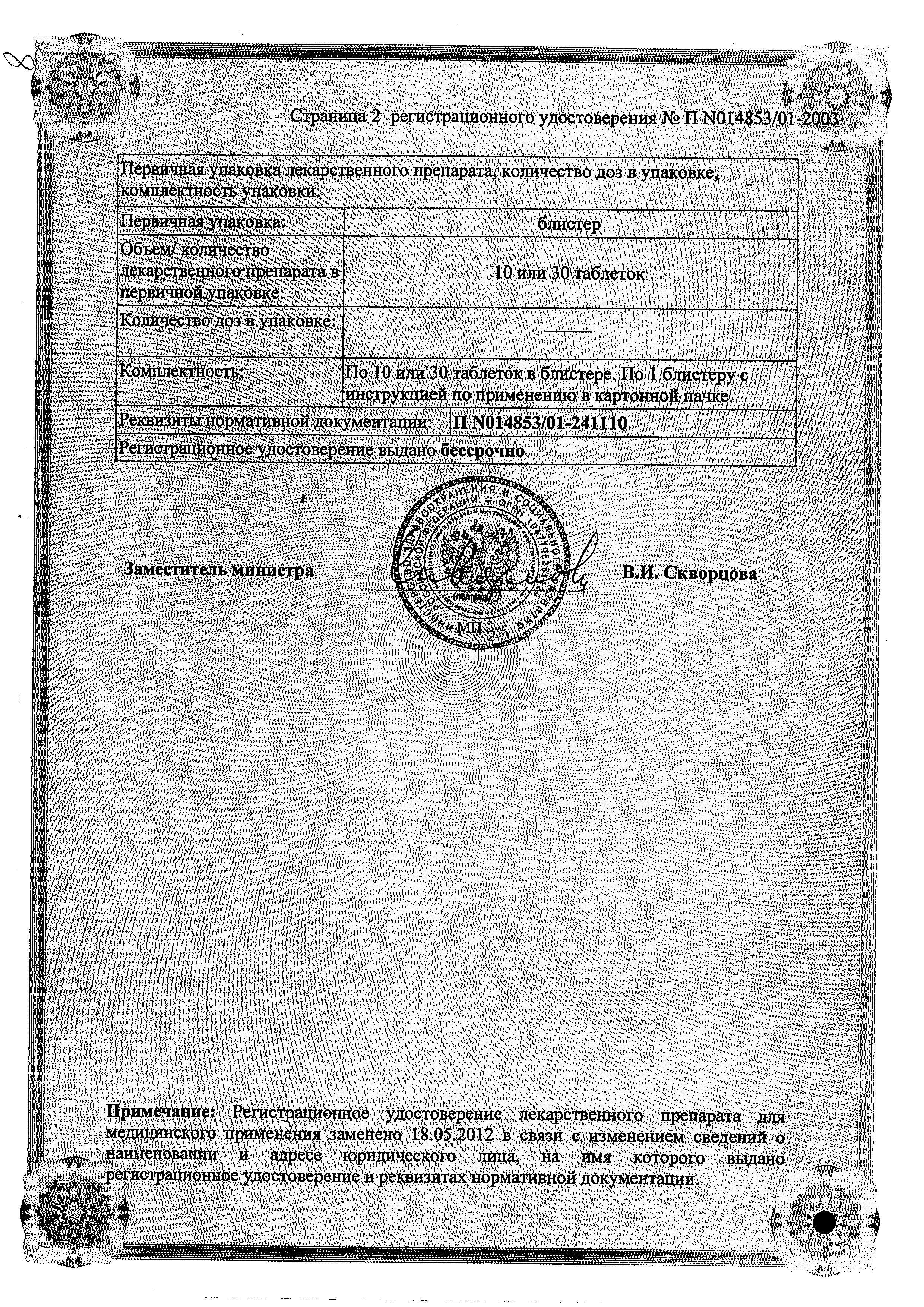 Сертификат на Мотилиум