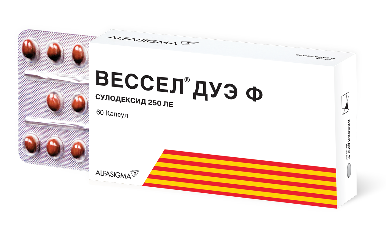 Упаковка препарата Вессел Дуэ Ф, капсулы 250 ЛЕ, 60 шт.