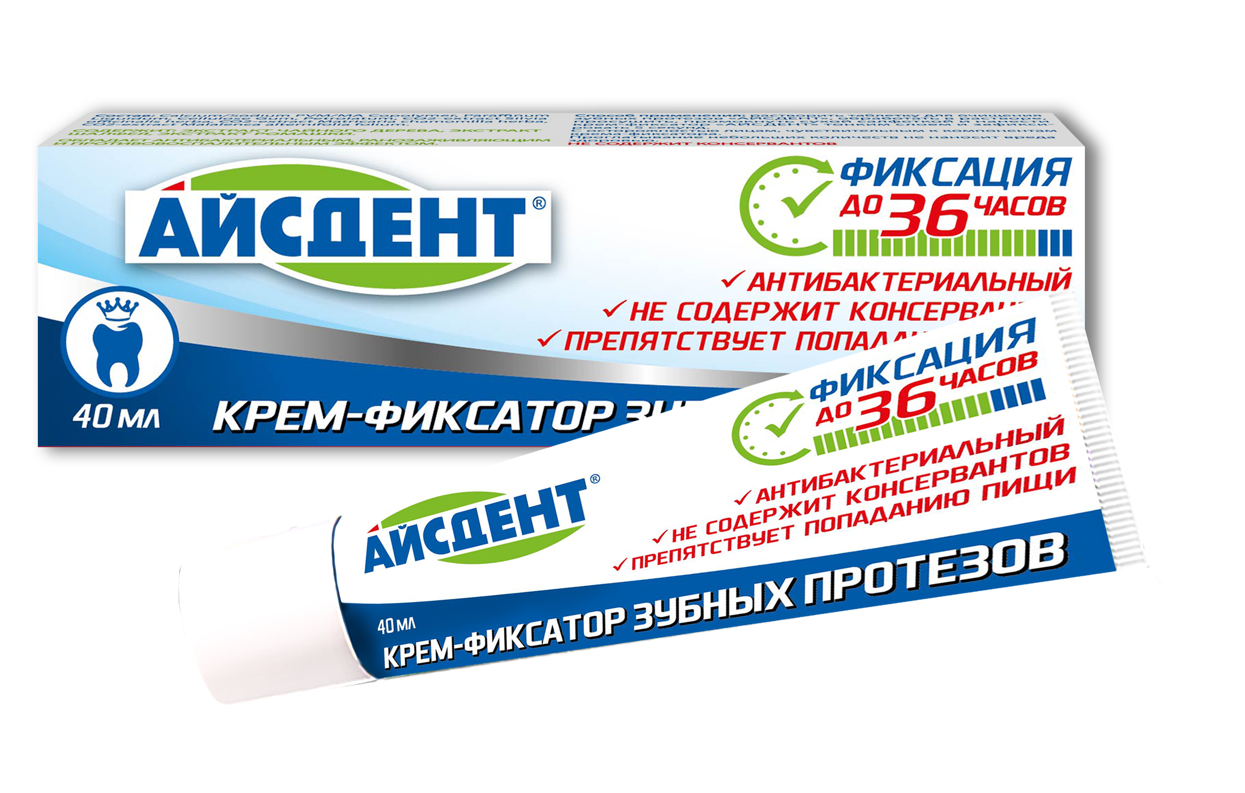 Айсдент, крем-фиксатор для зубных протезов, 40 г