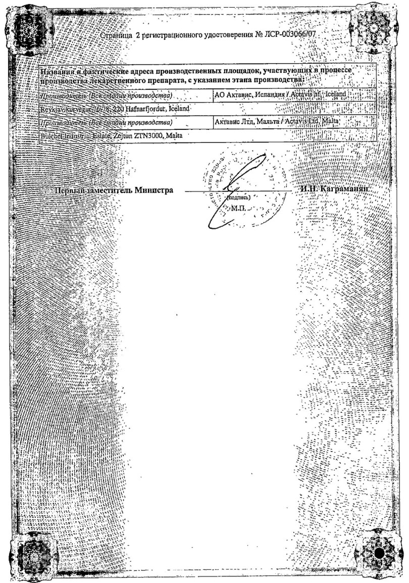 Сертификат на Рамазид Н, таблетки, 2,5 мг +12,5 мг,  100 шт.