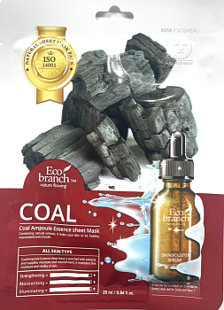Eco Branch, маска ампульная тканевая Уголь древесный, 25 мл