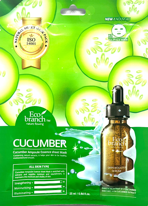 Eco Branch, маска ампульная тканевая Огурец, 25 мл