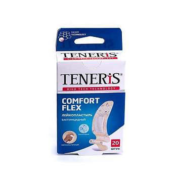 Teneris Comfort Flex, лейкопластырь бактерицидный (76 х19 мм) суперэластичный на полимерной основе, 20 шт.