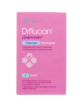 Дифлюкан, порошок для приг. суспензии для приема внутрь 10 мг/мл, 24,4 г 