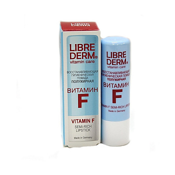 Librederm Витамин F, гигиеническая помада восстанавливающая полужирная 4 г, 1 шт.