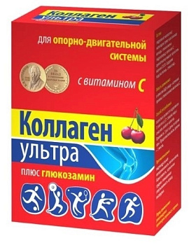 Коллаген Ультра, плюс глюкозамин Вишня, порошок 8 г, 7 шт.