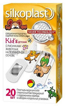 Пластырь Silkoplast Kids стерильный с животными, 20 шт.
